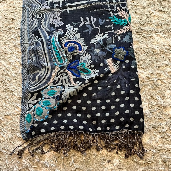 Cost Plus World Market Embroidered Wrap Scarf in Blue - Picture 2 of 6